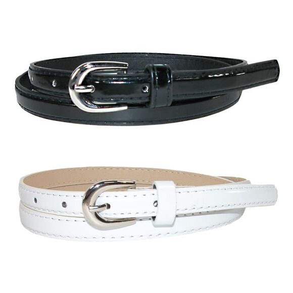 CTM Women's Skinny 1/2 Inch Dress Belt (Pack of 2 Colors) - Picture 1 of 2